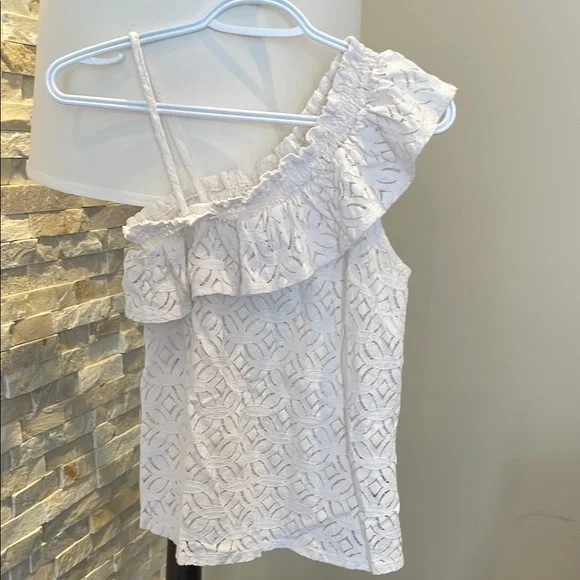 White Lace Ruffle Top - Picture 1 of 6